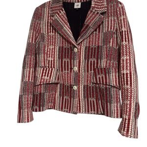 CAbi Red and White Plaid Blazer